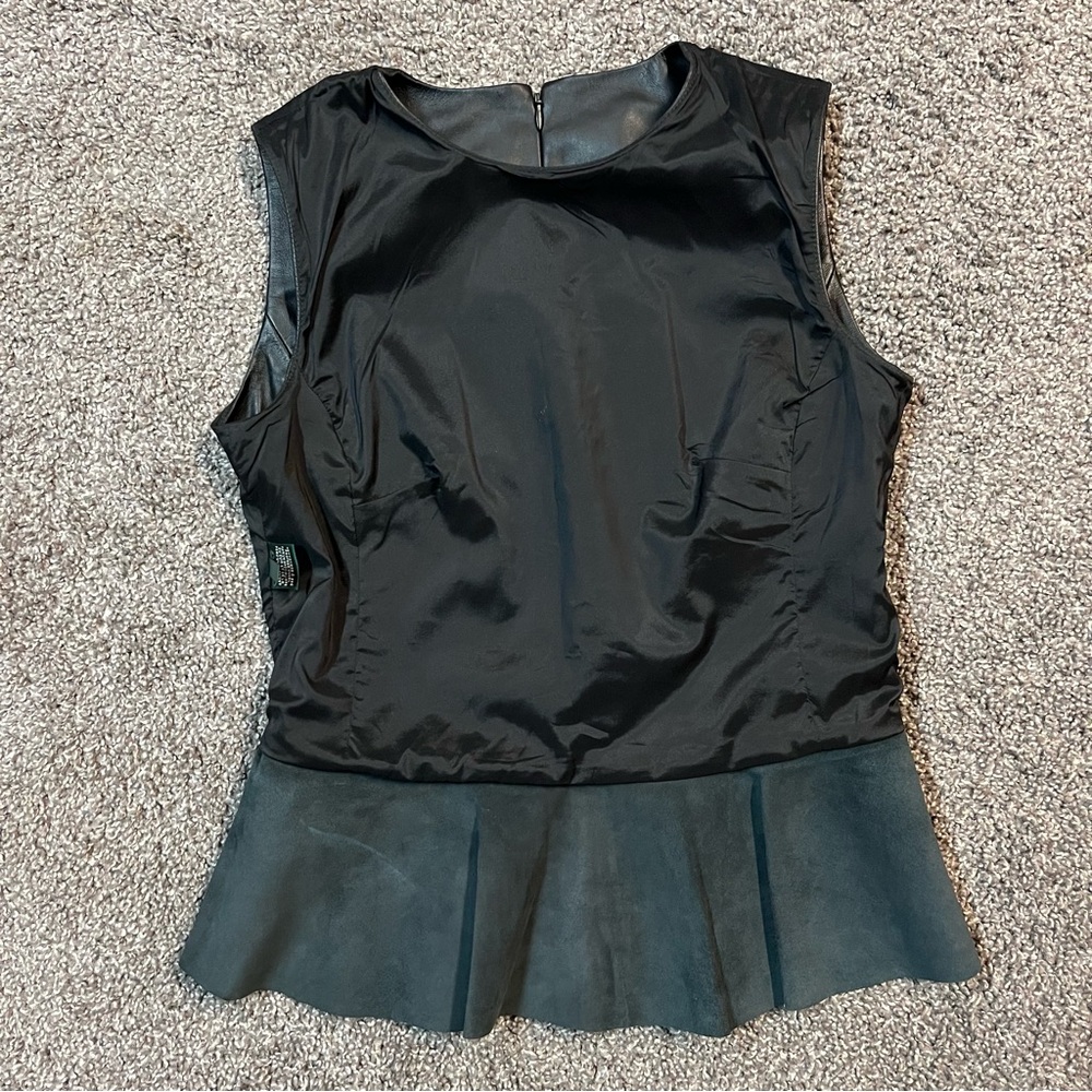 Lauren Ralph Lauren leather peplum tank shell. - Picture 10 of 14